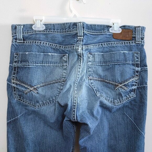 BKE Fulton Bootcut Jeans Men 36x34 Distressed Denim Western Style Rodeo - Picture 4 of 9